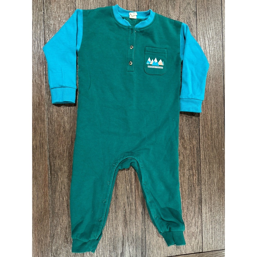 Tucker + Tate 24 Mo green One Piece Long Sleeve long pants Outdoor lounge pj's